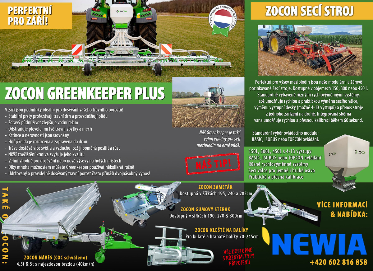  ZOCON Greenkeeper PLUS a další inovativní stroje pro maximální výnosy!